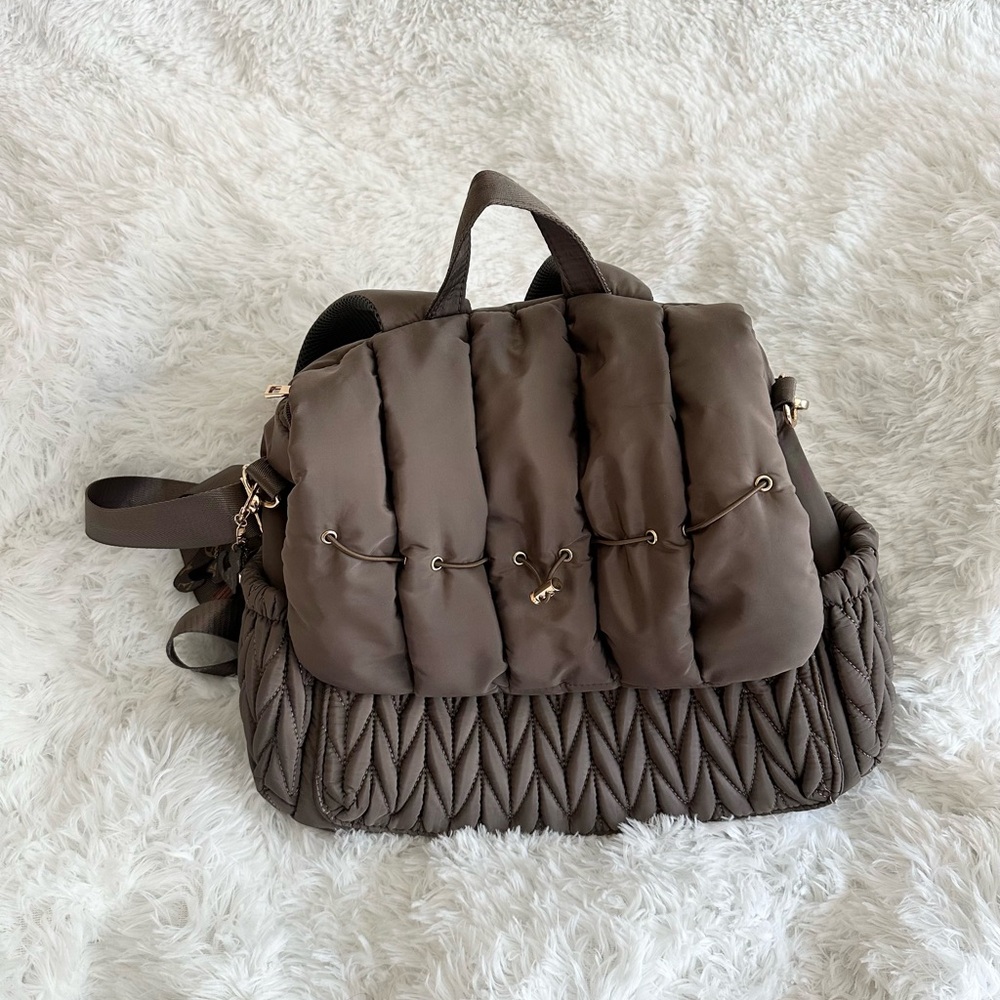 Brown women diaper backpack travel nylon